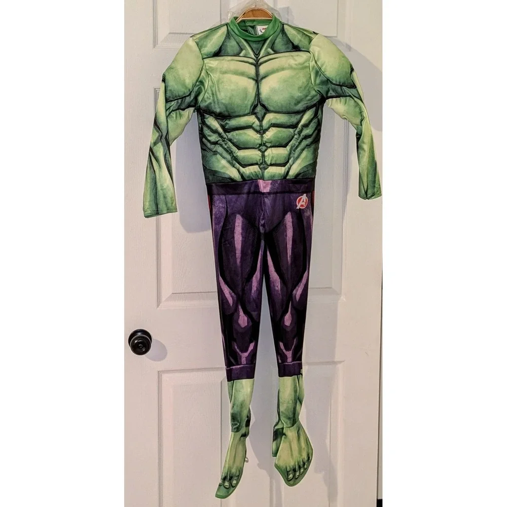 Avengers Hulk Costume Play Jumpsuit with Mask &‎ Gloves Size M 8-10 NEW